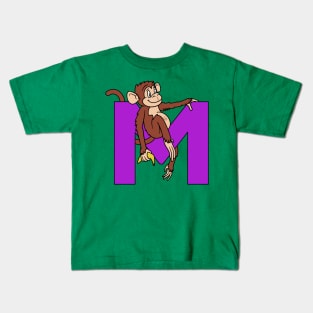 Letter M with Monkey Kids T-Shirt
